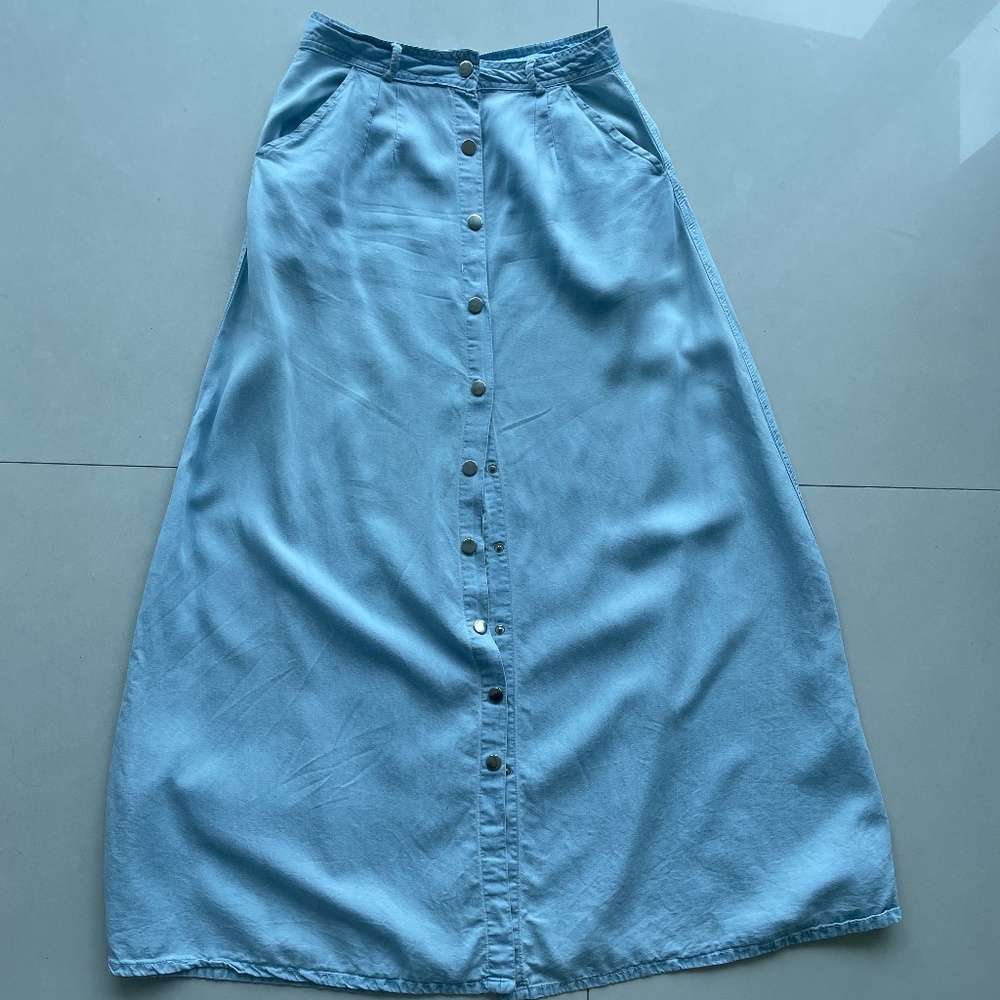 Butter soft jean maxi skirt